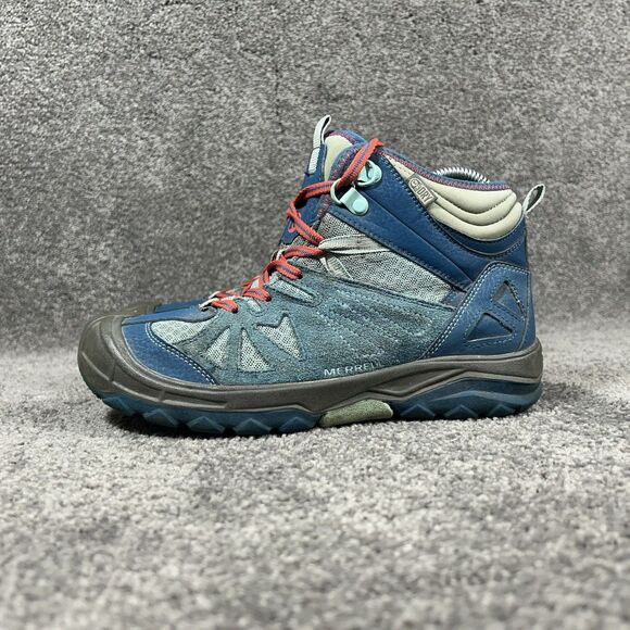 Merrell Capra Mid WTPF Kids Youth Size 4 Blue Suede Waterproof Hiking Boots Used - Picture 5 of 11